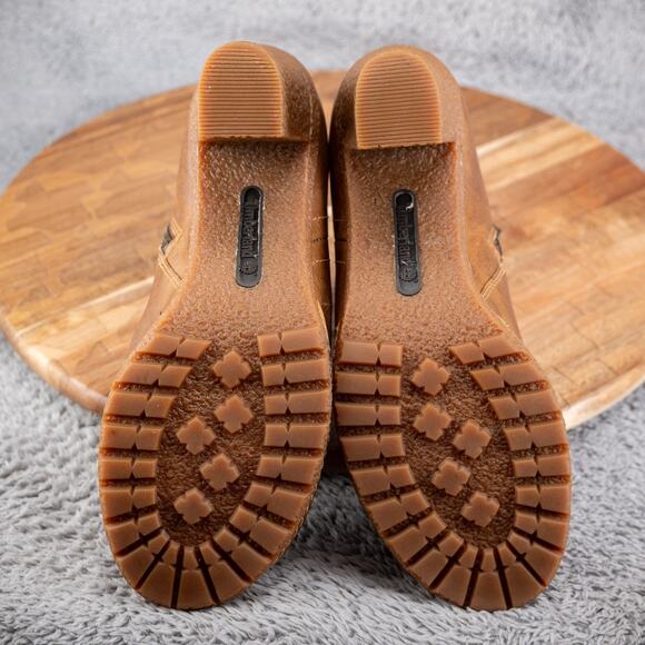 Timberland ‘Glancy’ Ruched Peep Toe Side Zip Booties Antiqued Brown Sz 8 M - Picture 6 of 6